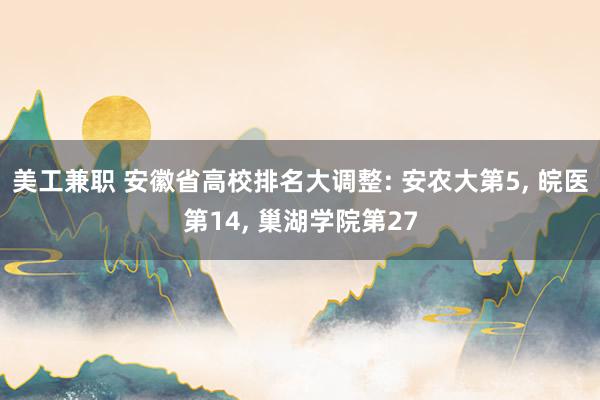 美工兼职 安徽省高校排名大调整: 安农大第5, 皖医第14, 巢湖学院第27